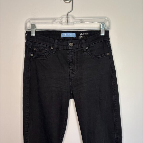 7 FOR ALL MANKIND b(air) Ankle Skinny Jean Womens 24 Black Stretch - Picture 1 of 7